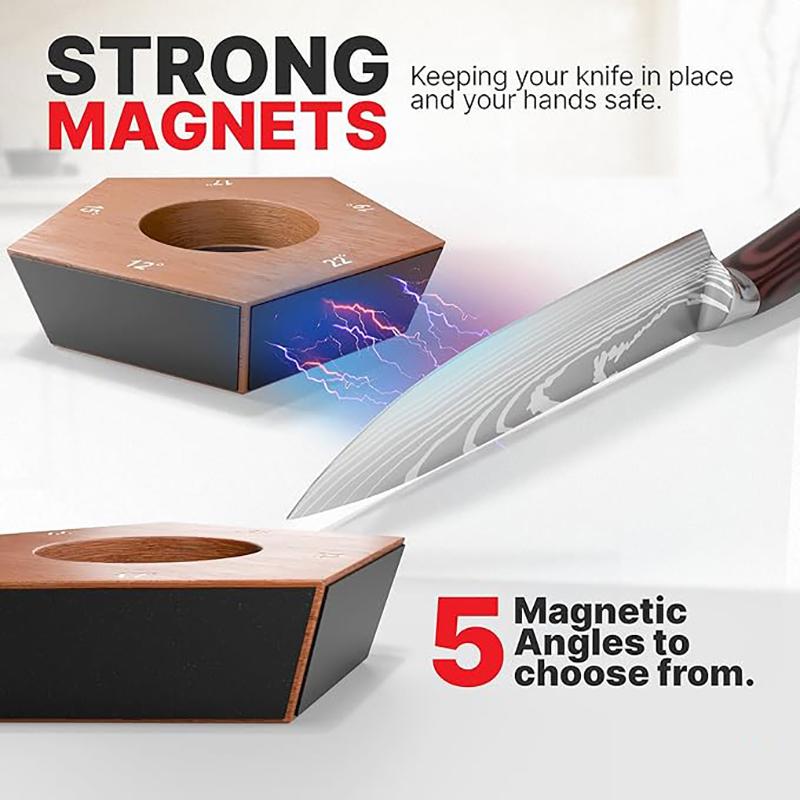 Rolling Knife Sharpener Engineered for Straight Edge and Premium Stone Set for sharpening 5