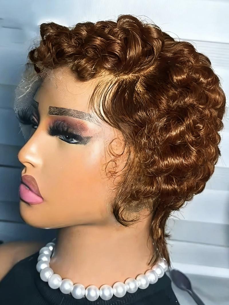Pixie Curls 13x4 Lace Front Wigs, Short Bob Human Hair Wig for Women, 180% Density Curly Wavy Hair, 6 Inches Pixie Cut Pixie Curls 13x4 Lace Front Wigs, Short Bob Human Hair Wig for Women, 180% Density Curly Wavy Hair, 6 Inches Pixie Cut