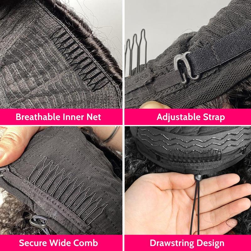 [18‘’=$96]Yawawe Hair 3 IN 1 Half Wigs Human Hair Kinky Curly Headband Wig Upgrade Glueless Wigs With Drawstring Seamless Clip Ins Flip Over