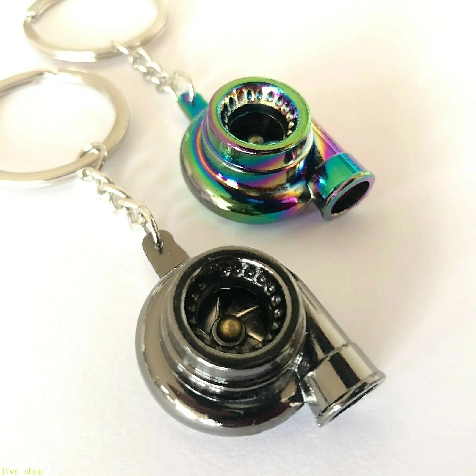 Rainbow Metal Spinning Turbocharger Keychain, JDM Sports & Outdoor Car Accessory, Gift for Car Enthusiasts, Keychains for Auto Fans