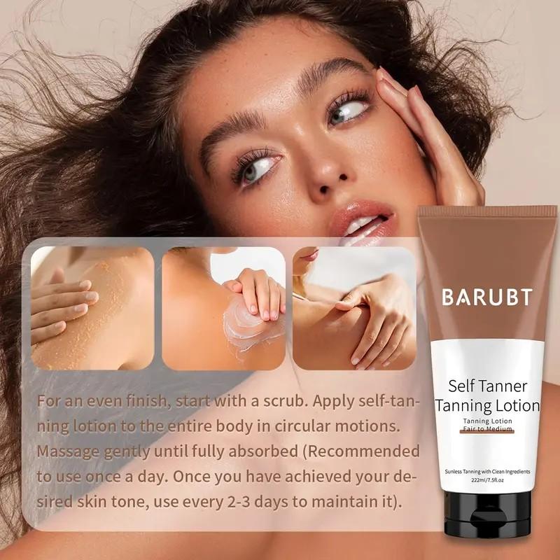 Self Tanner Moisturizing Lotion, Alcohol-Free, No Residue, Quick-Dry, Natural Tan Effect, Suitable for All Light Skin Tones, Instant Bronze Glow，Best Gradual Natural Bronzed Sunless Hydrating Streak Free Tanning