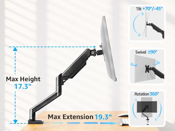 Hot Deal  Gas Spring Single Monitor Desk Mount for 13"-32" Screens