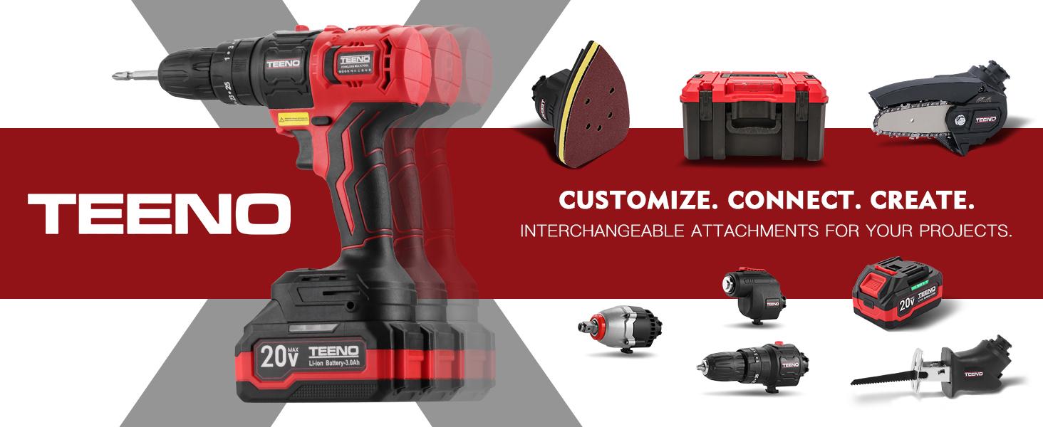 20V Cordless Combo Kit, 11-in-2 Cordless Multi-tool with Case,Drill Driver,Circular Saw,Recip Saw,Angle Grinder,Water Gun,Chain Saw,Leaf Blower Impact Drill, Sander with Accessories