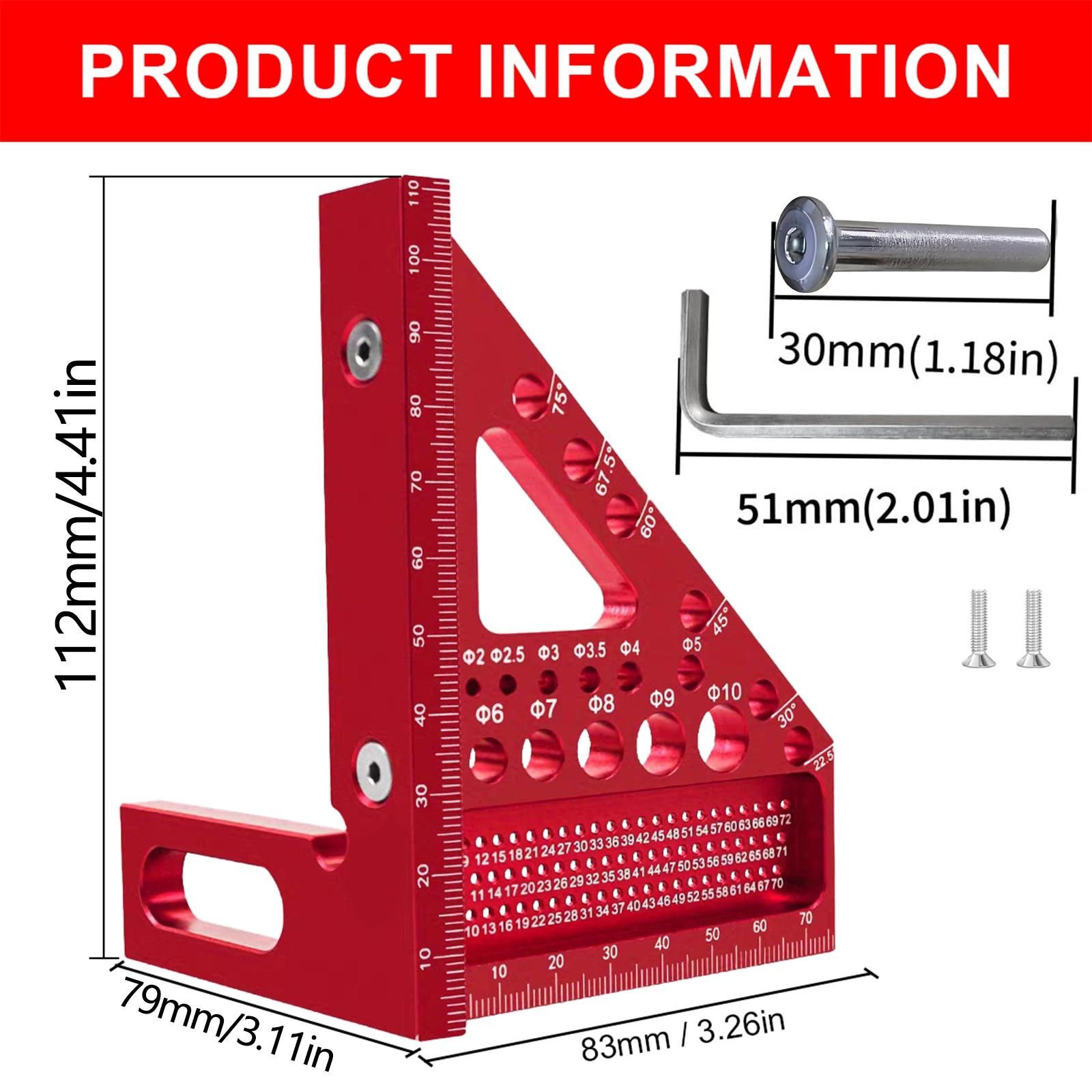 Precision Premium Versatile Multi-Angle Carpenter Square Measuring Ruler for Woodworking, Engineering, and Construction, 3D Multi-Angle Measuring Ruler - Small Carpenter Square Woodworking Tool, Triangle Ruler, Woodworking Square Protractor