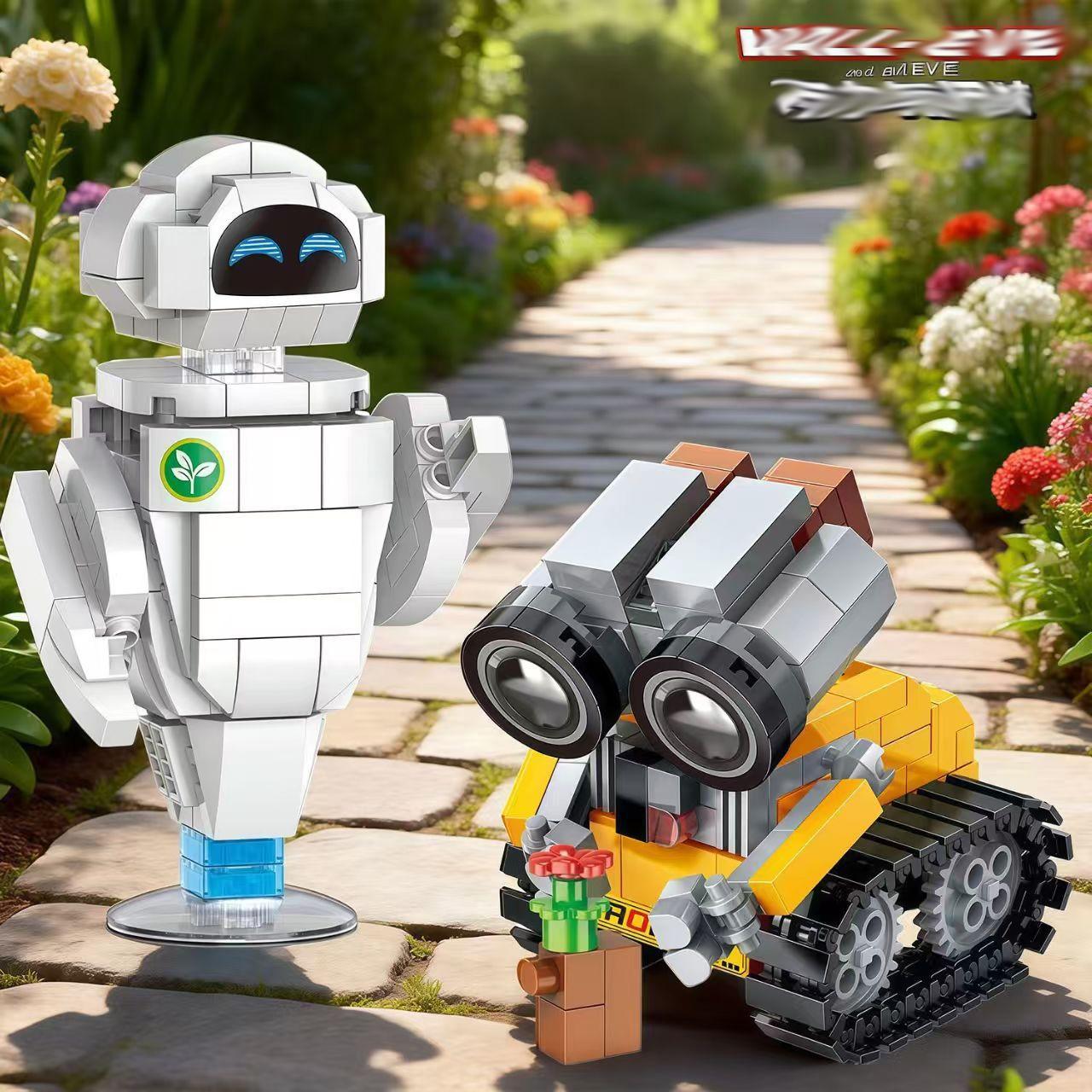 2-Pack New Edition Cute Mini Robot Building Blocks 3D Model Kit, Healing Adorable Toy Decor for Desk, Birthday Gift Idea