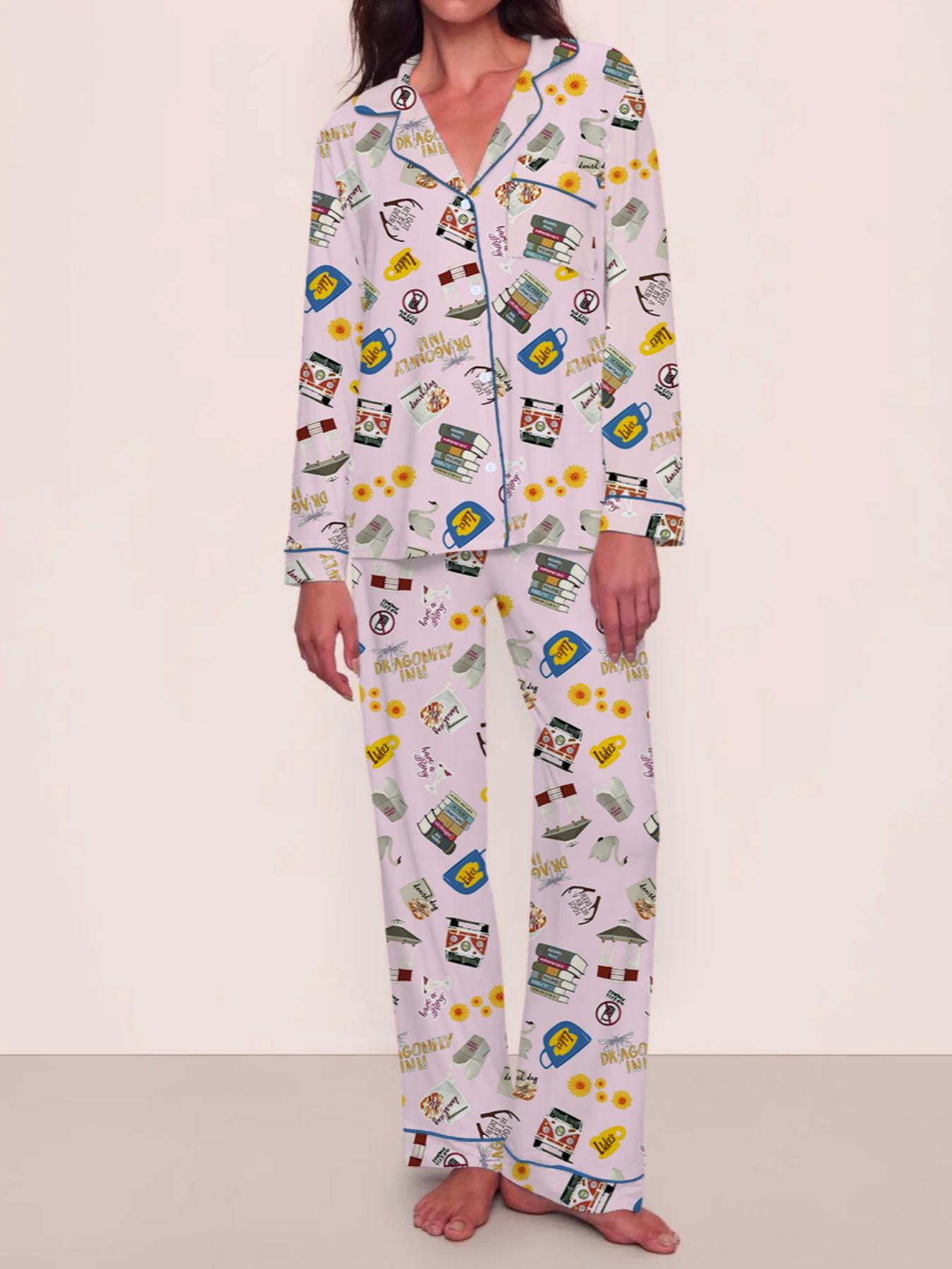 【Christmas Pajamas】Women's Christmas Pajama Set, Cozy Chic Long Sleeve Top & Elastic Waist Pants, Fitted Winter Sleepwear, Perfect Holiday Gift, Loungewear