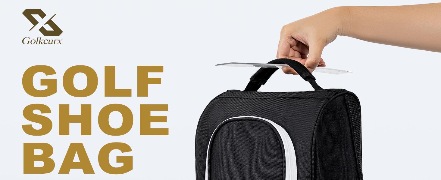 Golf Shoe Bag for Travel Zippered Sport Shoe Carrier Bags with Side Accessory Pockets for Socks, Tees, Golf Balls