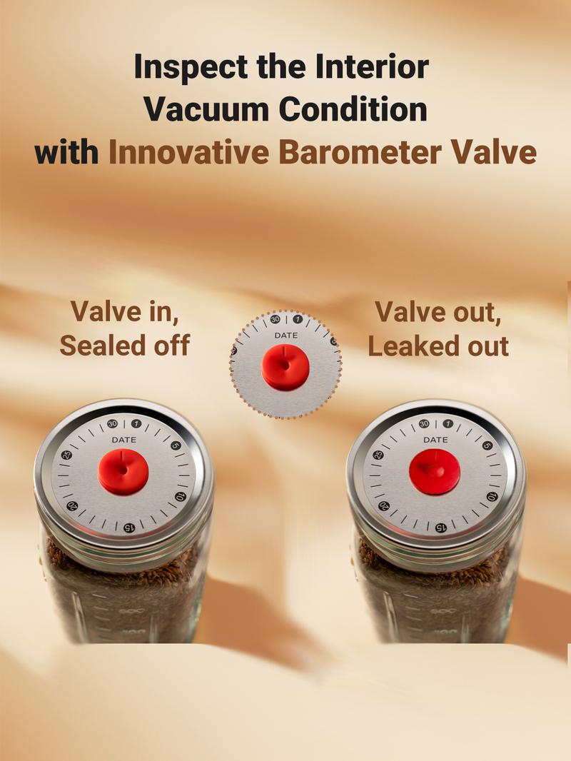 [Mouth Lids Refill Set Only!! No Sealer!!] ThermoMaven Cordless Handheld Vacuum Food Sealer Refill Lids Set, Storage Box and 24 Reusable Mason Jar Lids