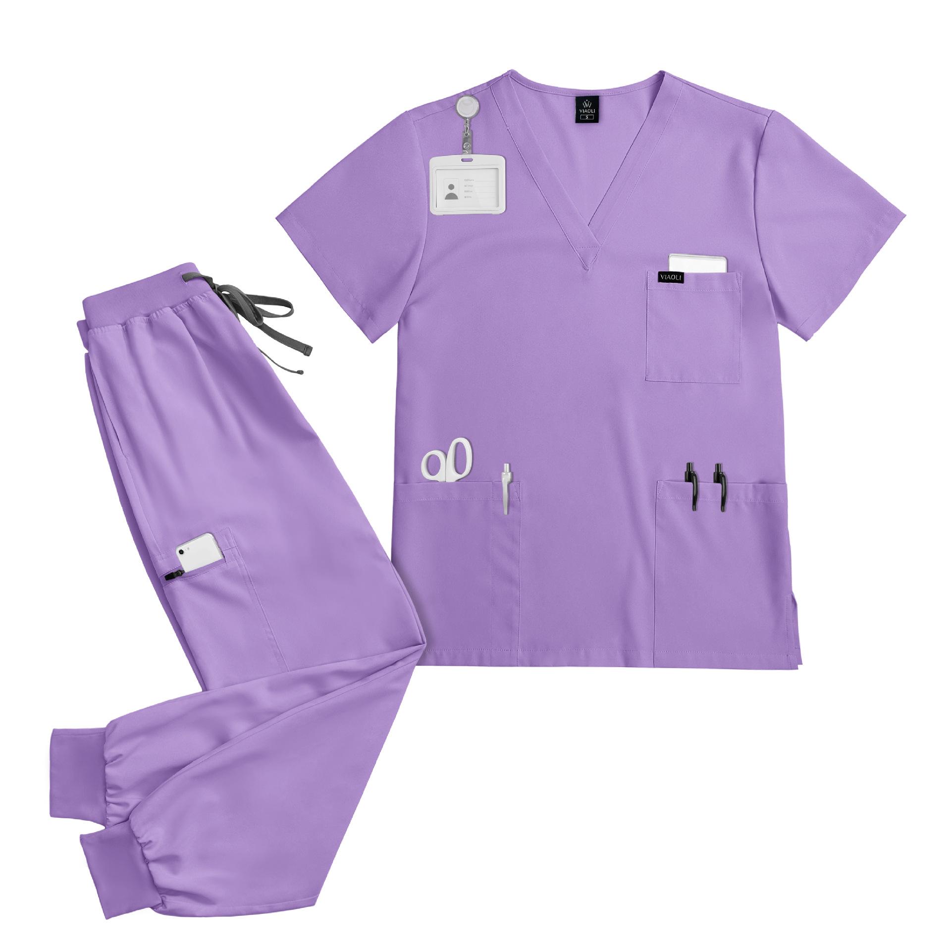 Neutral Style Scrub Set Women's Work Uniform for Pet Clinics & Nursing Home Staff