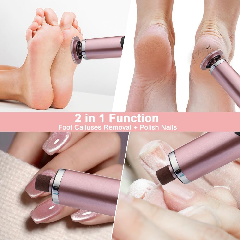 Electric Foot Callus Remover, 2-in-1 Nail Polisher Foot Heel Scrubber Dead Skin Pedicure Tools , Adjustable Speed 6 Gears, with Sandpaper for Cracked Heels Care