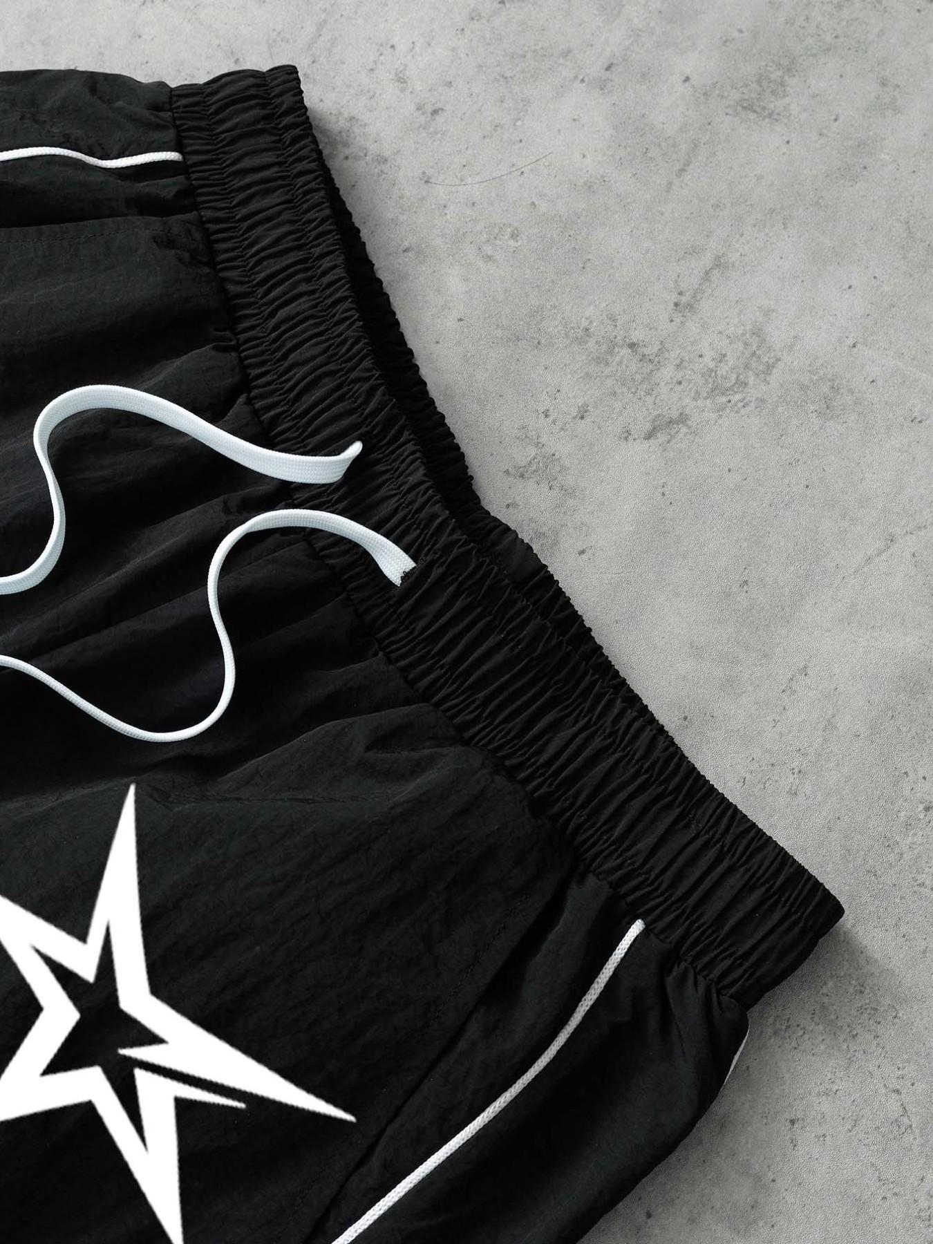 Stars Pattern Casual Set Short Sleeve Zipper Shirt + Gym Shorts Two-Piece Set, Breathable Comfort Spring Summer Daily Wear Activewear Set Stars Pattern Casual Set Short Sleeve Zipper Shirt + Gym Shorts Two-Piece Set, Breathable Comfort Spring Summer Daily Wear Activewear Set