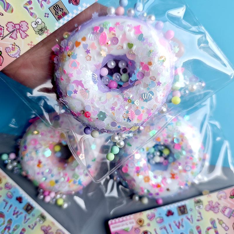 Simulated donut stress-relief toy, jelly stress-relief beads, stress-relief gadget, stall toy.