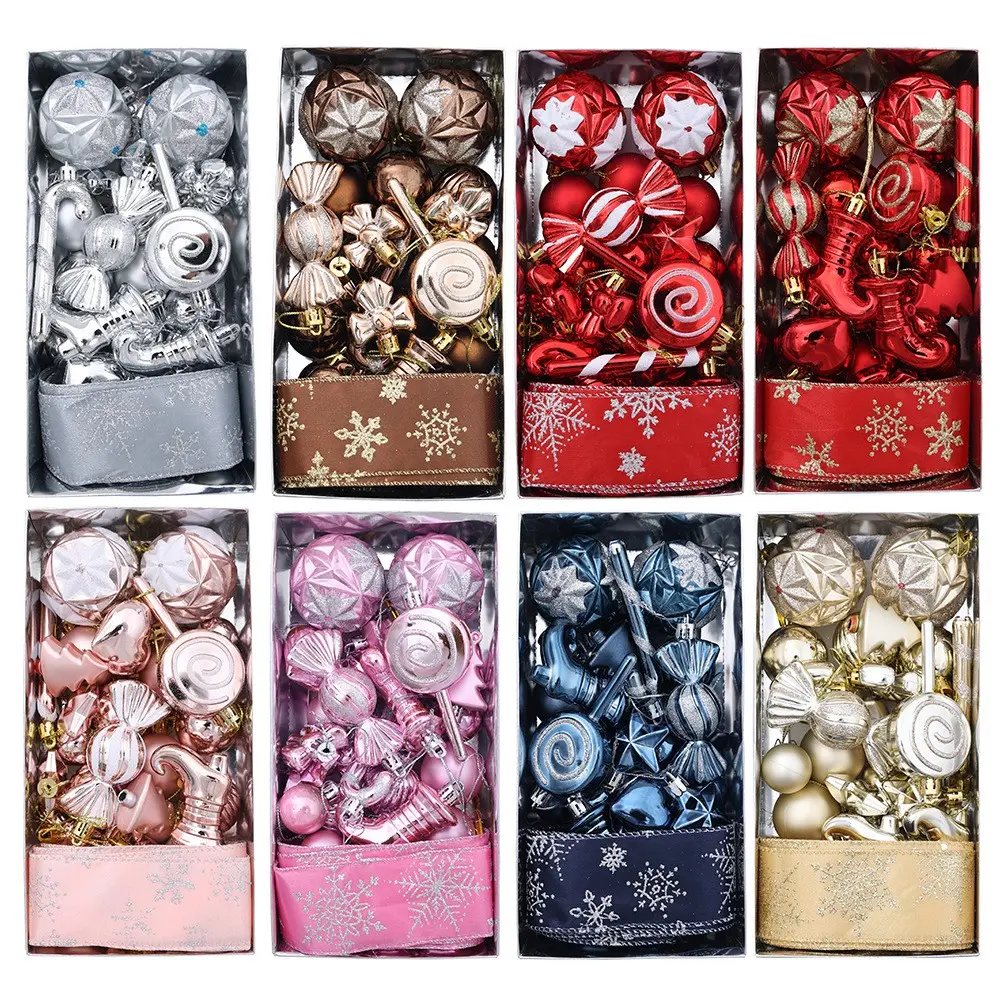 Luxury Christmas Ball Ornament Set, Candy & Lollipop Shaped Decorations, Multi-Color Options, Perfect for Trees & Parties