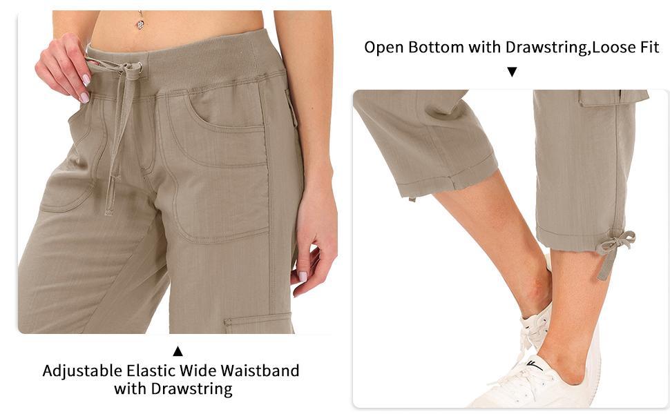 MoFiz Women's Cargo Capris Hiking Pants Lightweight Quick Dry Outdoor Athletic Travel Casual Loose Comfy Cute Pockets SpringStatements