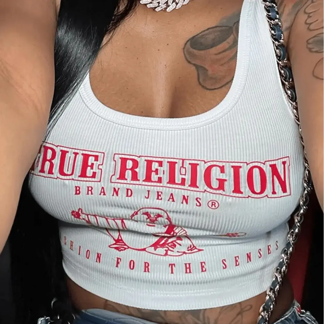 Women European American Ribbed Letter Print Notch Collar Cami Tank Top Slim Fit Sleeveless Letter Printed Vest Y2K Casual Streetwear Daily Summer Basic Fashion Outfits For Ladies