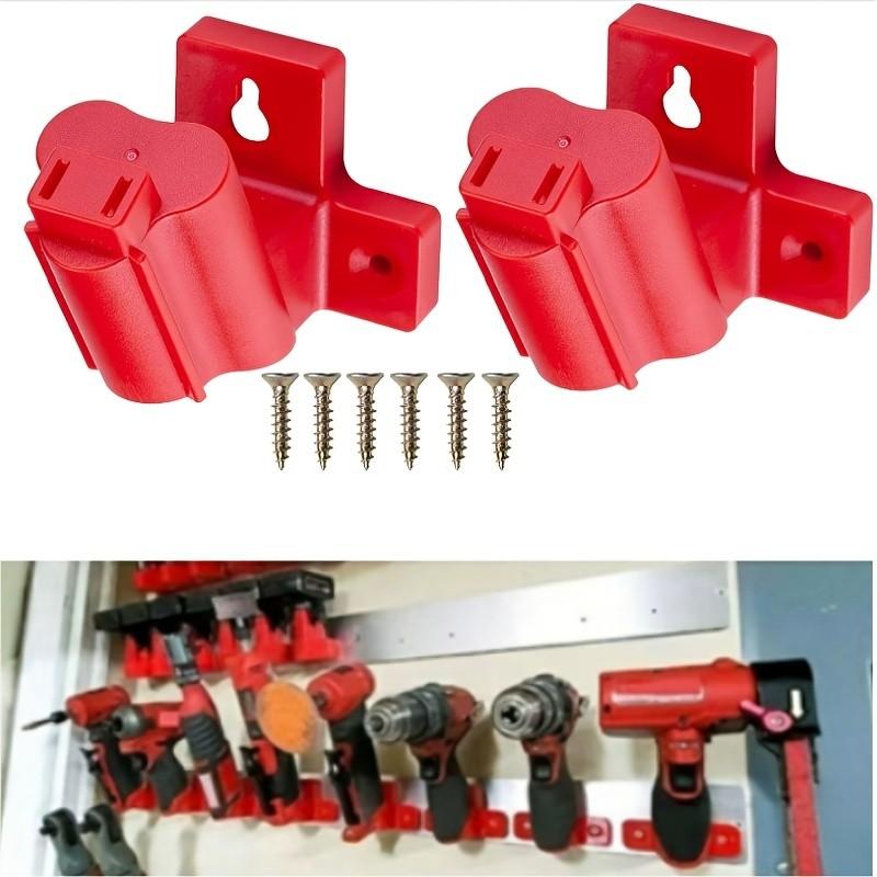 Milwaukee M12 12V Lithium-Ion Tool Rack, 2-Piece Plastic Electric Tool Holder with Screws, Wall-Mounted Design, Durable Structure, Compact Storage