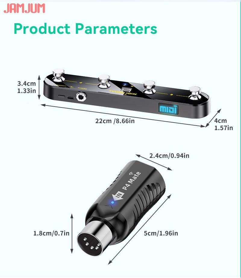 JAMJUM Wireless Midi Control Pedal with 4 Buttons, USB Rechargeable Battery, with APP, Portable Design for Music Production & Performance