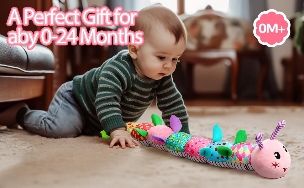 Dearlomum Newborn Baby Girl Gift Toys Infant Tummy Time Musical Stuffed Caterpillar with Crinkle Rattle Textures Purple White Dearlomum Newborn Baby Girl Gift Toys Infant Tummy Time Musical Stuffed Caterpillar with Crinkle Rattle Textures Purple White