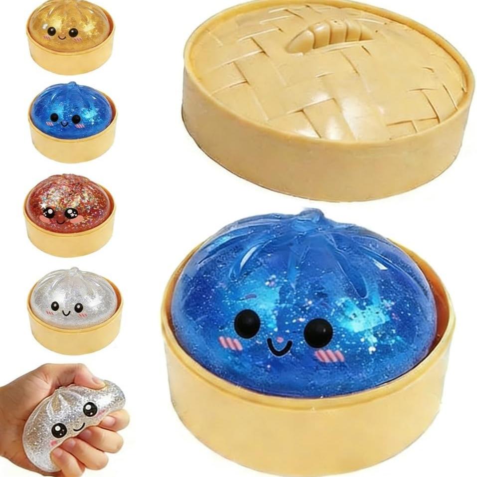 Upgrade Soft Dumpling Toy, Colorful Smiley Steamer Basket Big Baozi Squeeze Ball, Squishies, Stress Relief Fidget, Stress Relief, Perfect for Play, Party, Alone Time