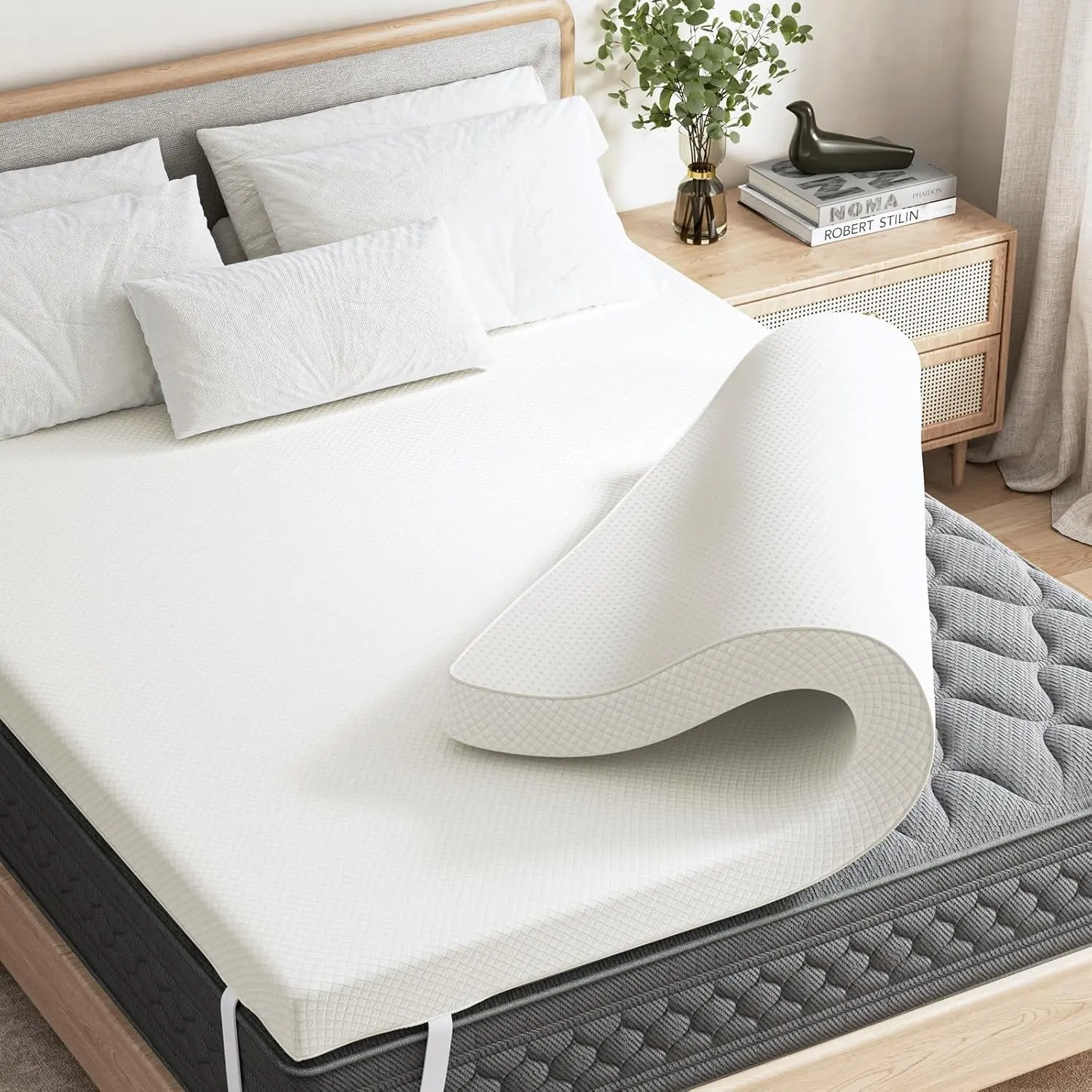 3 Inch Non-Slip Gel Memory Foam Mattress Topper, Full Size | Supportive Memory Foam Pad with Removable & Washable Cover, Soft Pressure Relief Ventilated Bed Topper for Enhanced Sleep