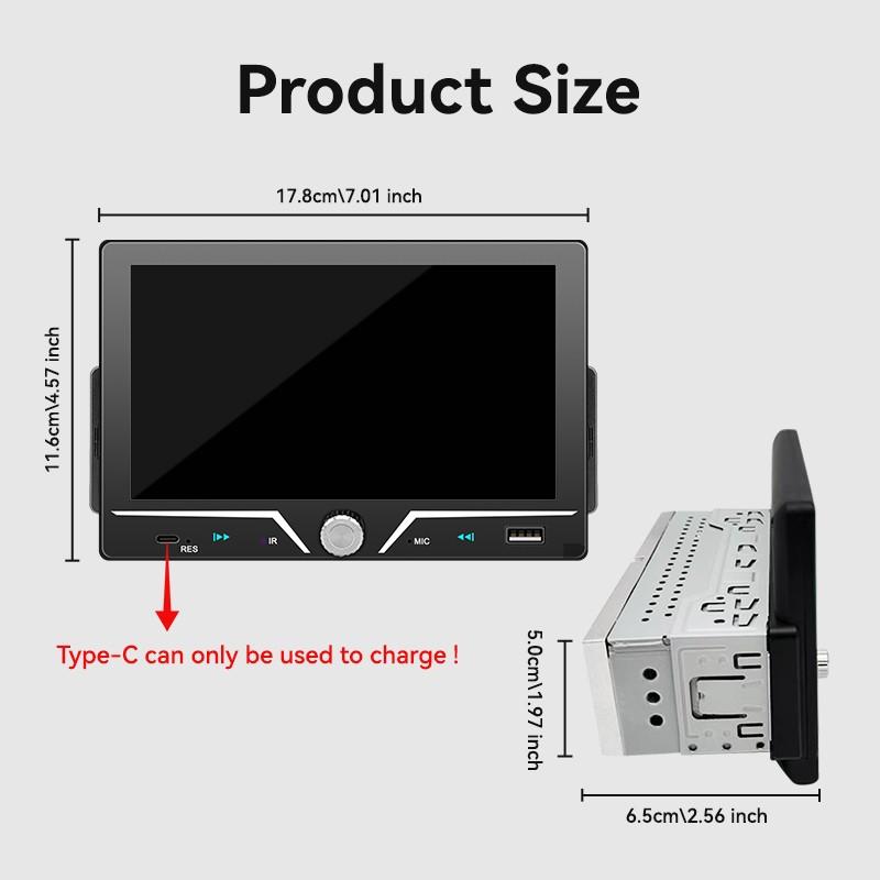 7 Inch Carplay Car Display, Car Video Player, Supports Carplay & Android Auto, Bluetooth-compatible 5.0, USB, TF, Aux, Fm, Fits 1 Din Radio, 12V Voltage