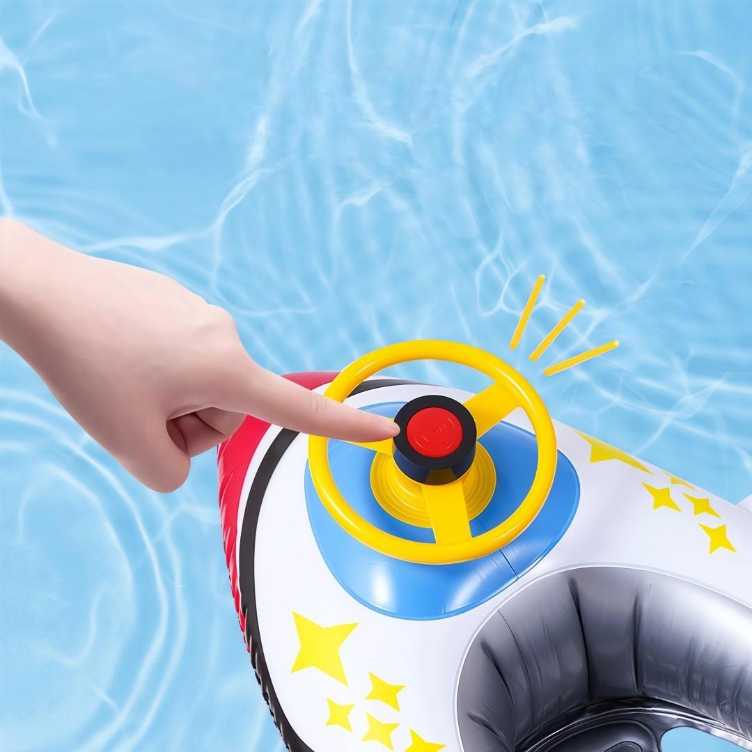Airplane Shaped Inflatable Pool Float, Realistic Airplane Appearance, Interactive Steering Wheel Design, Thickened PVC, Fun Summer Water Play