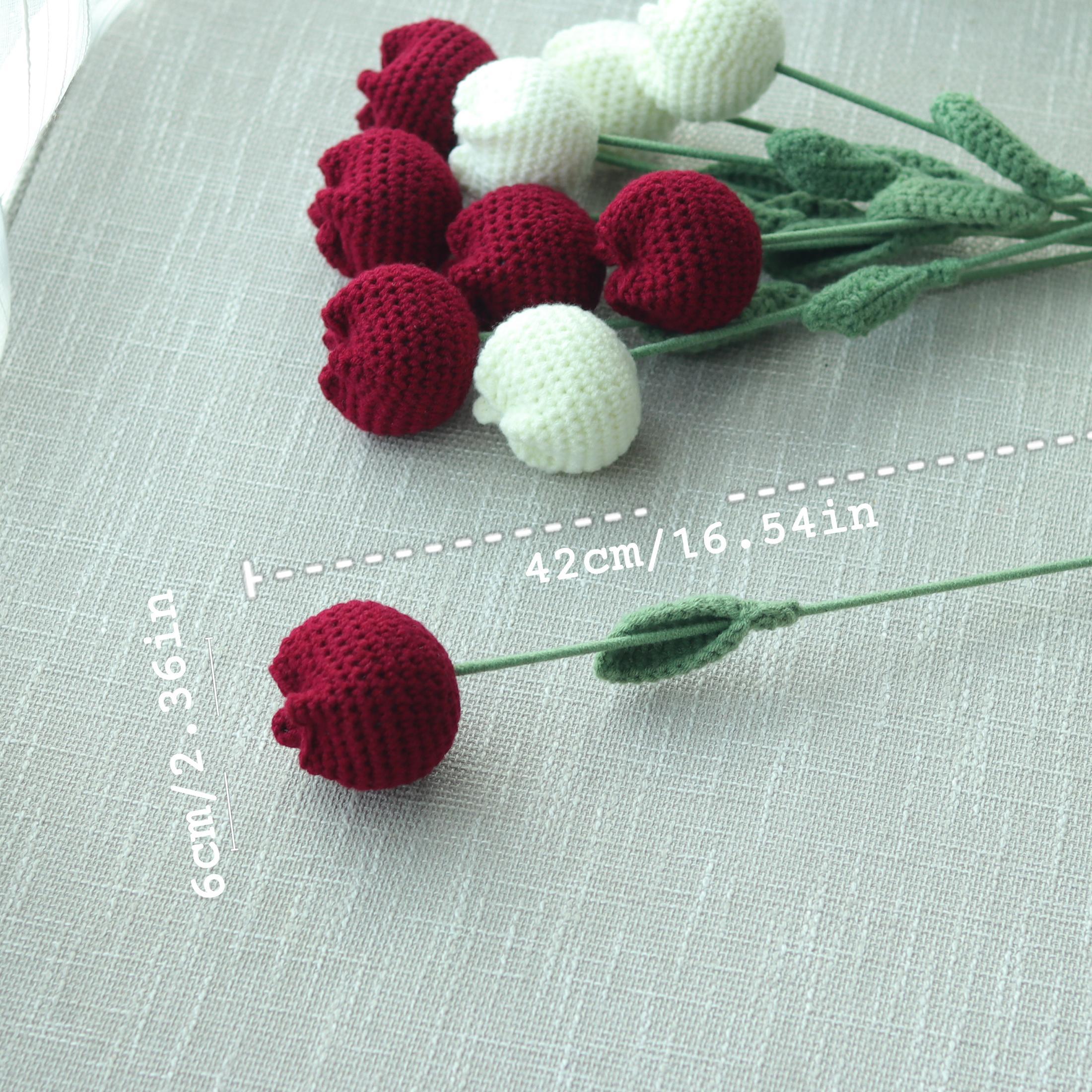 Handmade Crochet Plush Tulip Bouquet, Faux Flower Bouquet, DIY Bouquet for Party and Home Decor, Home Decor Supplies, Fruit, Crochet Artificial Flowers