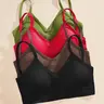 Women's Solid Seamless Striped Open-back Sports Bra, Comfortable Push-Up Underwear, Casual All-Seasons Lingerie, Backless Sports Bra