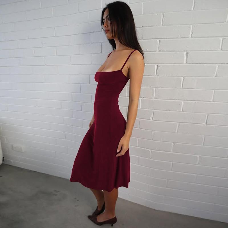 Women's Basic Solid Color Bodycon Slip Dress, Sleeveless Backless Spaghetti Straps Plain Slim Fit Midi Dress, Party Club Date Holiday Daily Casual Elegant Dresses For Ladies All Seasons Summer Fashion Clothes Wear Women's Basic Solid Color Bodycon Slip Dress, Sleeveless Backless Spaghetti Straps Plain Slim Fit Midi Dress, Party Club Date Holiday Daily Casual Elegant Dresses For Ladies All Seasons Summer Fashion Clothes Wear