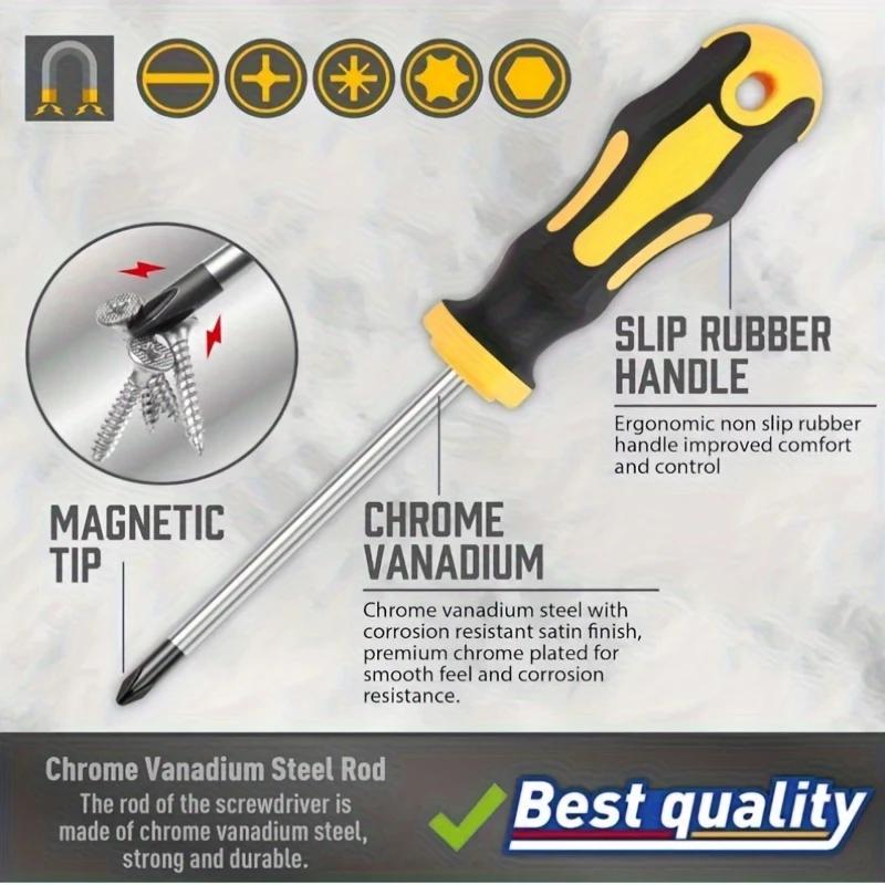 43pcs Magnetic Screwdriver Set, Including Slotted, Phillips, Hexagonal, Pozidriv, Magnetizer, Demagnetizer, Replaceable Screwdriver Bits and Sturdy Tool Case for DIY and Repair Work