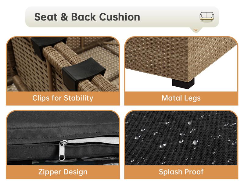 [2/3-Package Shipping] LHBCRAFT 5/7 Pieces Patio Conversation Sofa Set, Outdoor Furniture Set, Outdoor Wicker Sofa & Table, UV Resistan, PE Rattan,Splash-proof,Christmas gift