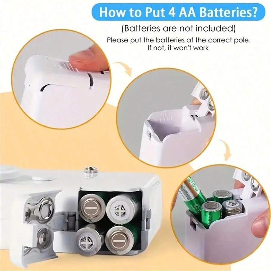 Portable Handheld Sewing Machine, Mini Sewing Tool for Fabric, Clothing, Quick Stitching, No Battery Included, Random Aa Batteries