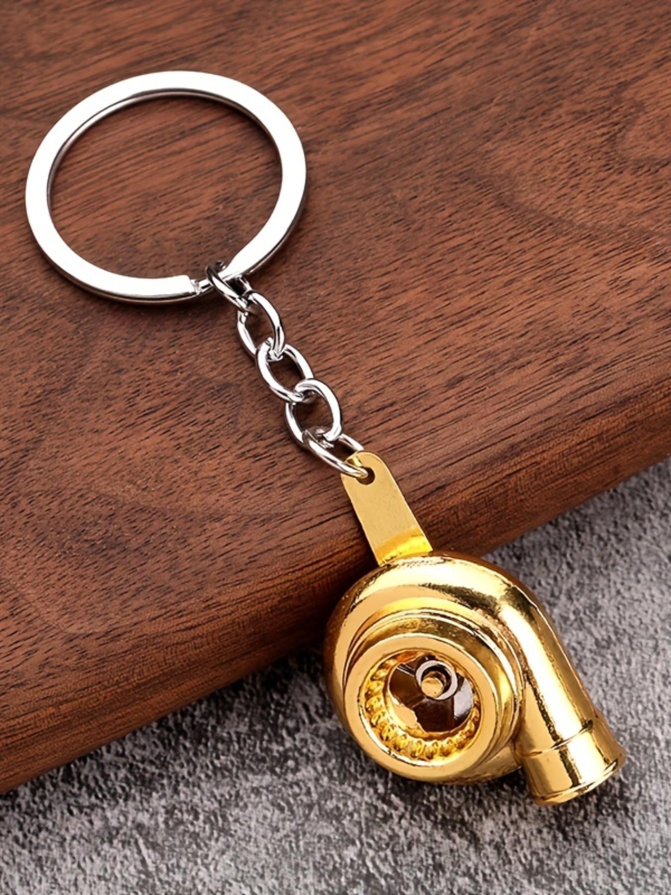 Turbocharger Keychain Set, 2 Zinc Alloy Street Style Car Accessories, Metal Key Ring with Waist Chain, Automotive Modification Parts