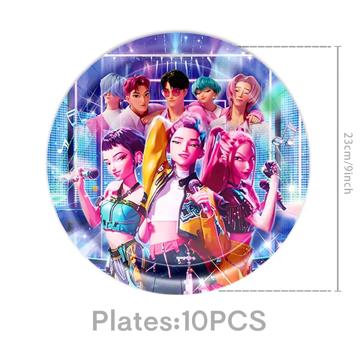 K-Pop Birthday Party Decoration Set - K-Pop Anime Girls - Tablecloths, placemats, plates, paper cups, banners, forks | Cool K-Pop themed party supplies suitable for fans, children, and teenage boys and girls, perfect gifts for K-Pop enthusiasts, Mother's