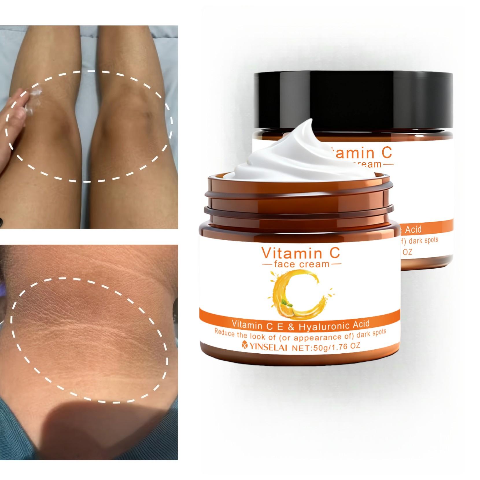 50g Vitamin C Cream, 3-Day Care, 2-Minute Absorption, Moisturizing Lotion for Underarms, Knees, Bikini Line, Neck, Collagen, Hyaluronic Acid, Niacinamide