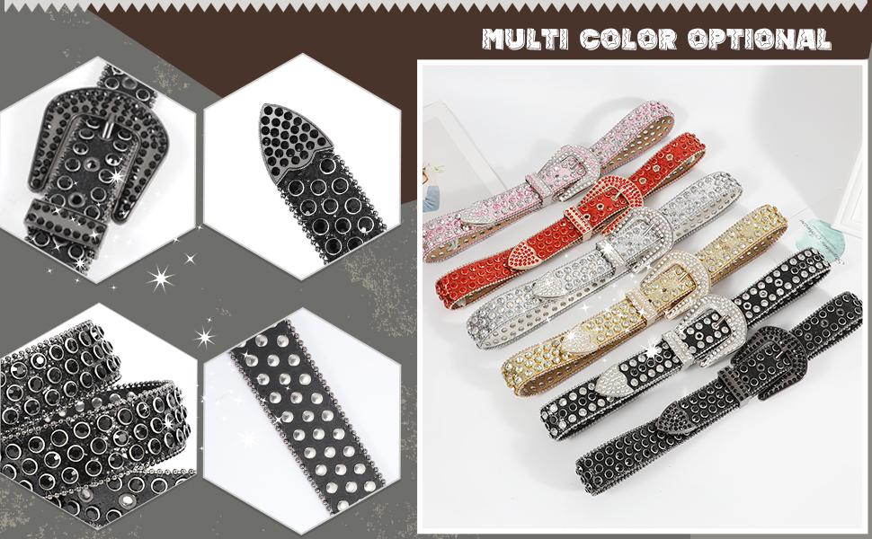 JASGOOD Women Men Rhinestones Belt,Bling Western Cowgirl Cowboy Studded Leather Belt Diamond Waist Belt for Jeans Pants dealsforyoudays