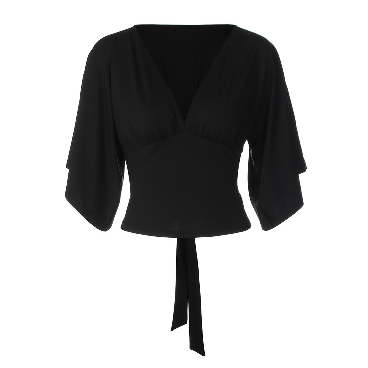 Women's Plain Split Short Sleeves Tie-back V Neck T-shirt Top, Solid Color Ruched Lace-up Slim Fit Crop Top, Party Club Date Holiday Music Festival Daily Casual Tshirts Tees Blouse Shirt Tops For Ladies All Seasons Summer Fashion Clothes Wear Basic