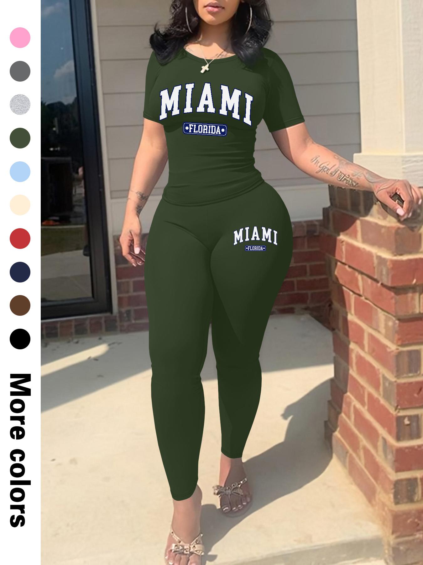 Two-Piece Set Women's Plain Crop Top & Skinny Pants, Casual Fashion Cozy Breathable for Daily Wear, Ladies Summer Clothes