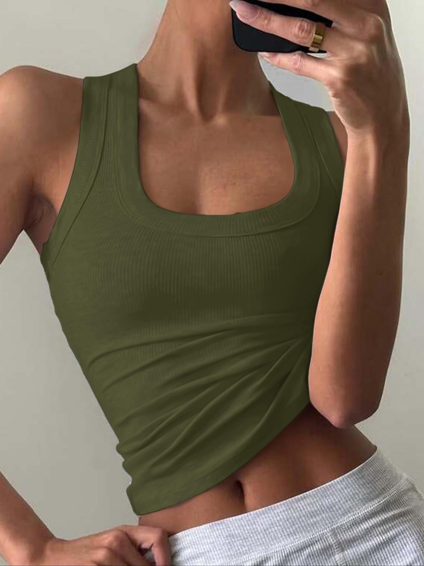 Women's Casual Slim-Fit Plain Sleeveless Tank Top, Summer Lightweight Fabric Ribbed Knit Vest, Versatile Layering Piece