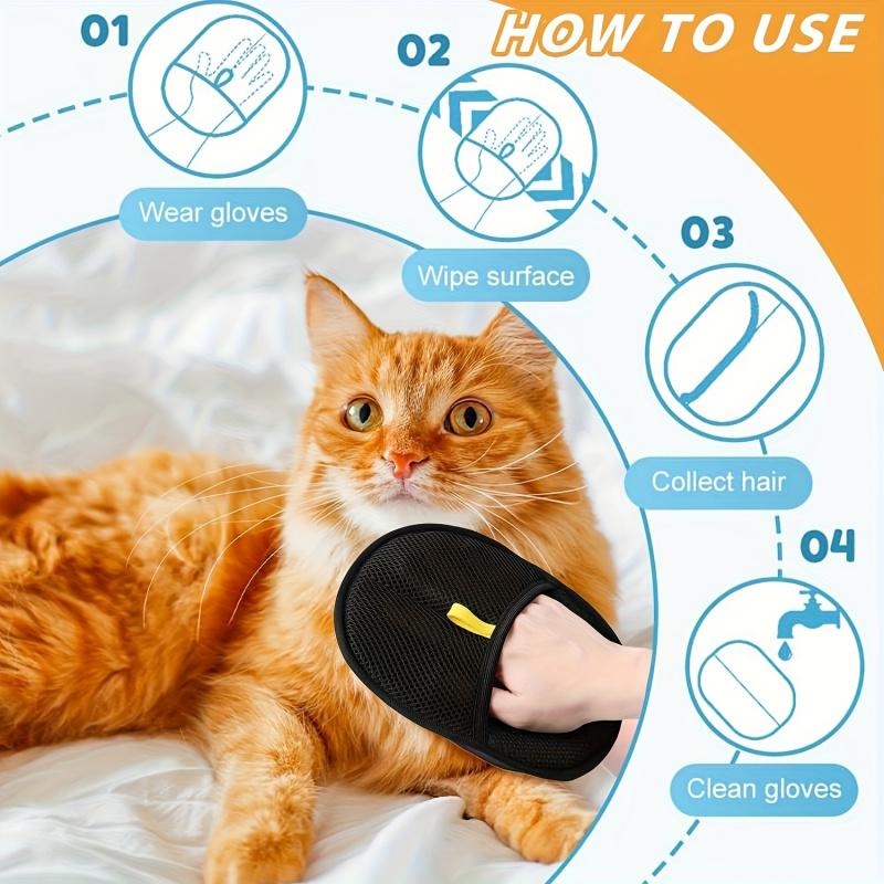 Cat Dog Pet Hair Removal Glove, Upgraded Efficient Beauty Glove, Reusable Cat Dog De-Shedding Tool, Suitable for Sofa Furniture Carpet Curtains