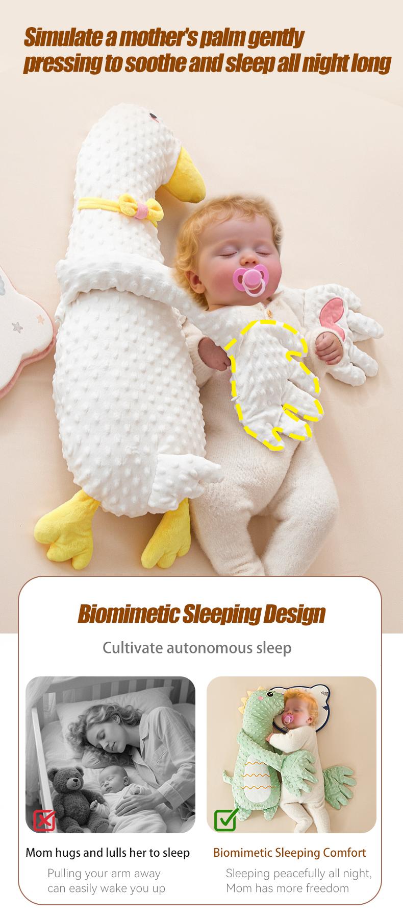 Baby Sleeping Pillow Big White Goose Patting Soother Animals Shaped Sleep Aid Calming Companion for Bedtime