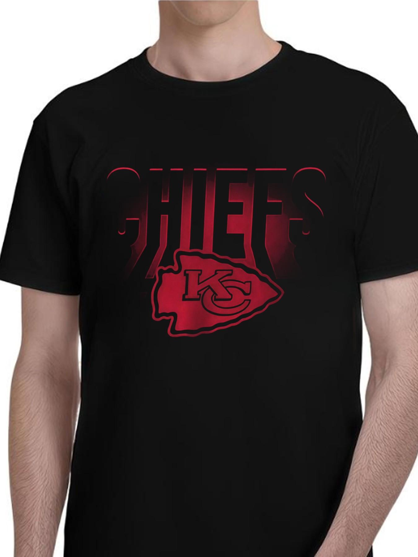 Kansas City Chiefs Print T-Shirt, Soft Casual Long Sleeve Top, Perfect for Game Days & Home Relaxation, Trendy Street Style