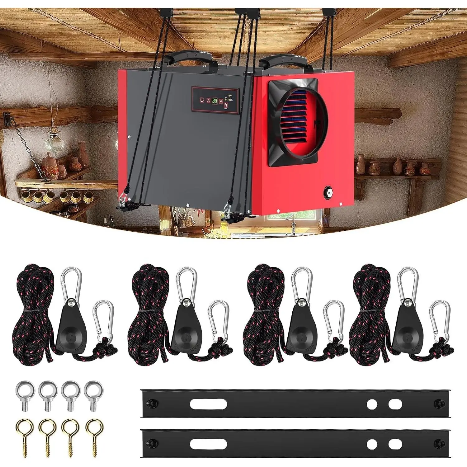 Heavy Duty Dehumidifier Hanging Kit Crawl Space Basement Load 300 lbs | Anti-Vibration | Noise Reduction | Metal Protection Frame | Basement Crawl Space