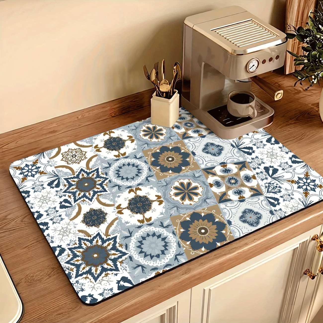 Multi-Functional Table Mat, Vintage Plaid Print Rubber Coaster, Easy Clean, Water Absorbent, Non-Slip, Durable, Ideal for Kitchen and Bedroom