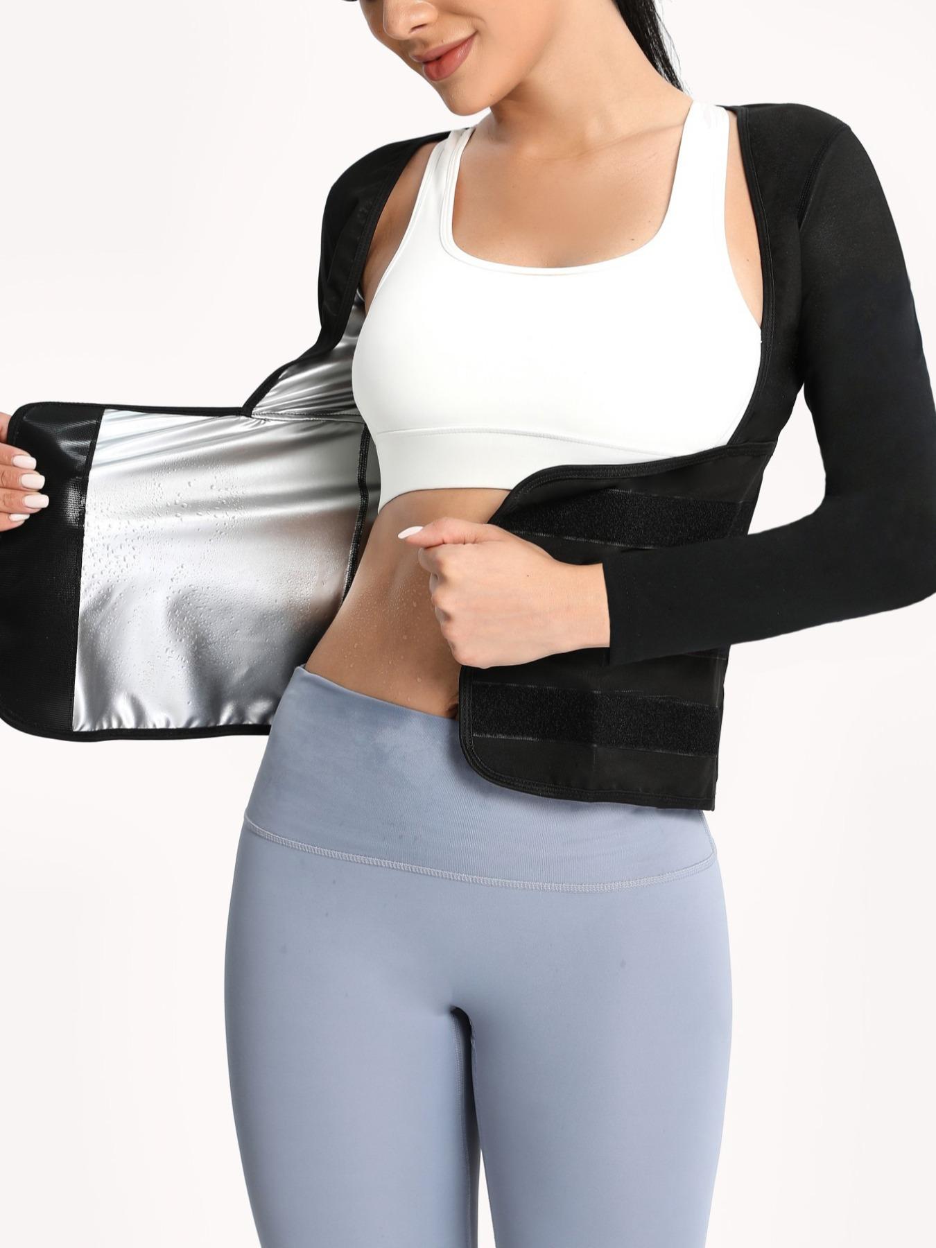 Women's Solid Long Sleeve Sauna T-shirt, Sports Shapewear Top Gym Tops, Athletic Compression Shirts, Gym Tees for Workout Gym Exercise Yoga Fitness, Gym Exercise Activewear, Women Spring & Fall Sports Clothing