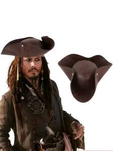 Vintage Pirate Triangle Hat, Distressed Captain Costume Hat, Adjustable Caribbean Theme Adult Hat, Perfect for Halloween, Role Play, Pirate Party