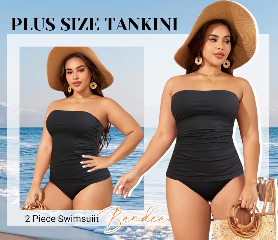 Aqua Eve Bandeau Swimsuits for Women Two Piece Bathing Suits Ruched Tummy Control Tankini Sets Strapless Swimwear Aqua Eve Bandeau Swimsuits for Women Two Piece Bathing Suits Ruched Tummy Control Tankini Sets Strapless Swimwear