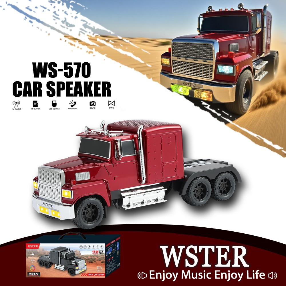 WSTER WS-570 Big Truck Model Bluetooth Speaker with USB TF Card AUX FM Radio TWS Pairing for Home OutdoorBeach Stereo Audio Subwoofers Birthday Gift