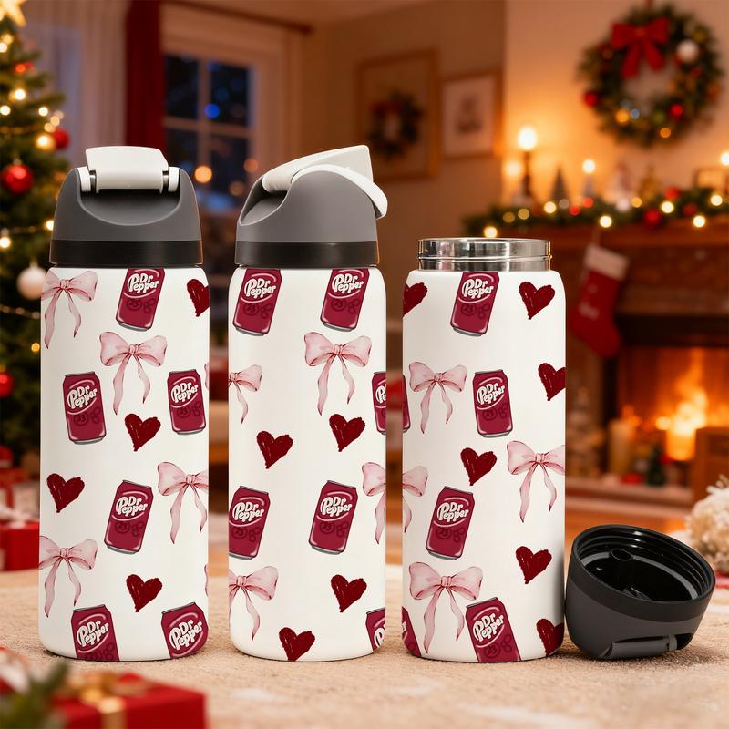 19/24/32oz Double-Wall Vacuum Cup, Insulated Leak-Proof Skinny Thermal Mug Tumbler Drinkware for Hot & Cold Drinks, Keeps Drinks Hot for 12h & Cold for 24h, Stainless Steel Heart Design, Perfect Holiday, Valentine's Day & Birthday Gift for Women & Men