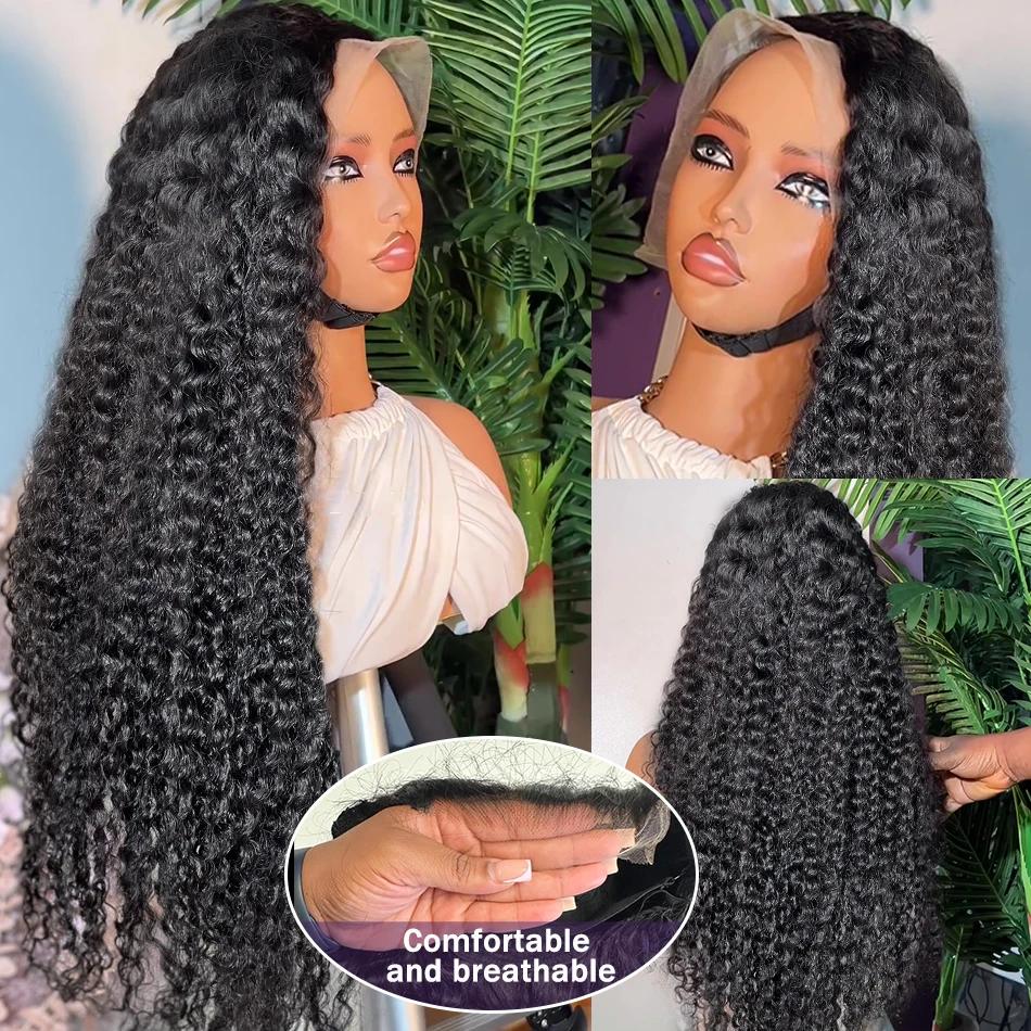 Bling Hair 13x6 HD Transparent Lace Frontal Real Hair Wigs Curly 180 Density 5x5 Lace Closure Glueless 30 Inch Deep Wave For Women